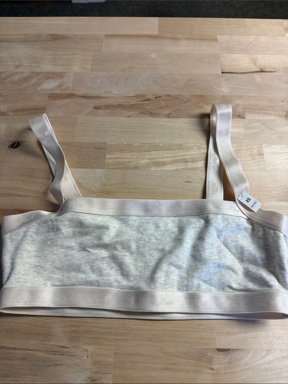 Seamless Light Beige Stretch Bandeau Bralette with Adjustable Straps